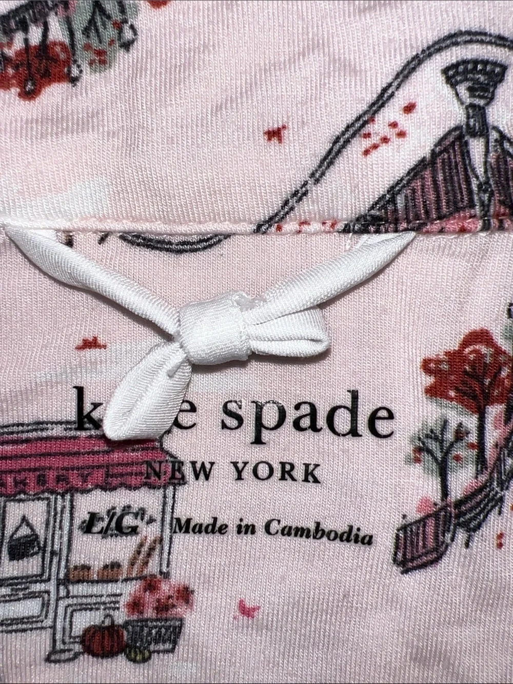 kate spade White Cityscape Print Button-Down Pajama Shirt L